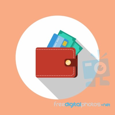 Wallet Flat Icon Stock Image