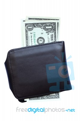 Wallet On Money Stock Photo