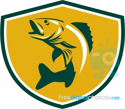 Walleye Fish Jumping Crest Retro Stock Image