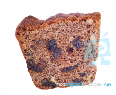 Walnuts And Raisins Cake Slice Stock Photo