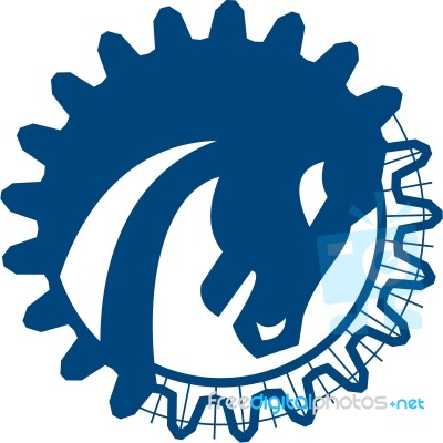 War Horse Head Gear Blue Print Retro Stock Image