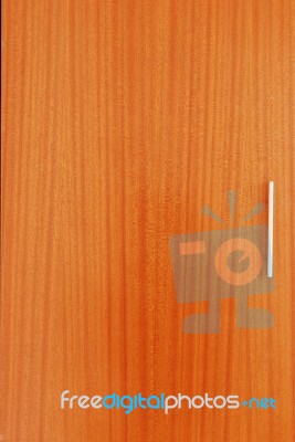 Wardrobe Wooden Door With Metal Handle Stock Photo