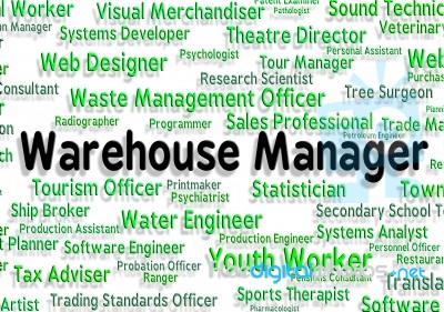 Warehouse Manager Represents Chief Managing And Principal Stock Image