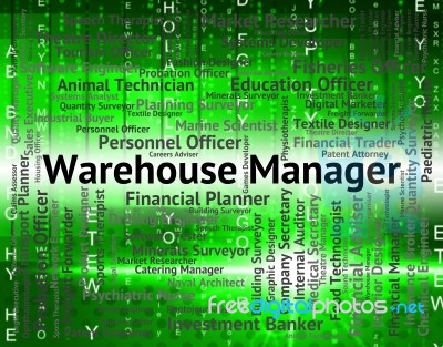 Warehouse Manager Shows Director Job And Depository Stock Image