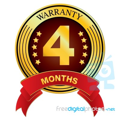 Warranty For Four Month Isolated On White Background.  Warranty For Months Stock Image