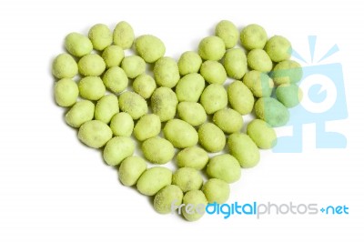 Wasabi Peanut Heart Stock Photo