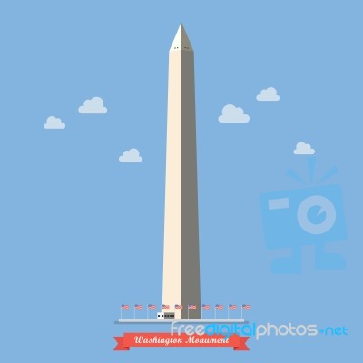 Washington Monument In Flat Style Stock Image