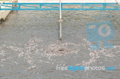 Wastewater Treatment Plant Aerating Basin Stock Photo