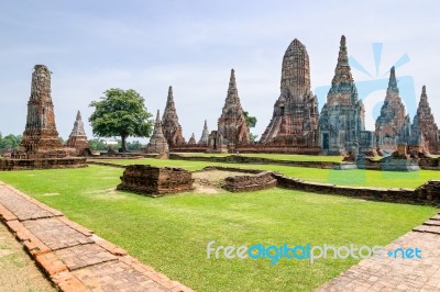 Wat Chaiwatthanaram Ancient Buddhist Temple Stock Photo