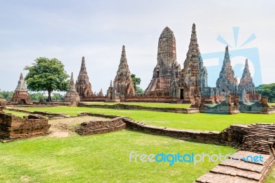 Wat Chaiwatthanaram Ancient Buddhist Temple Stock Photo