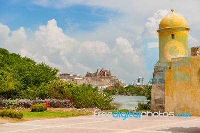 Watch Tower In The Wall Surrounding Getsemani And Facing Castill… Stock Photo