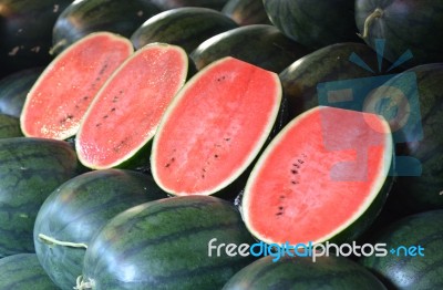 Water Melon In The Fruit Market Stock Photo