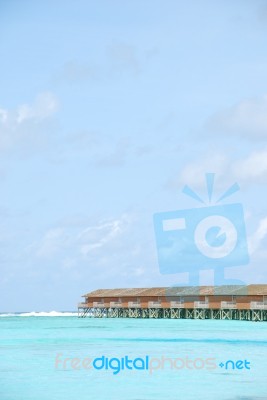 Water Villas In Maldives Stock Photo