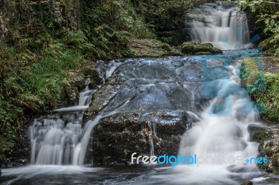 Waterfall At The East Lyn River Stock Photo