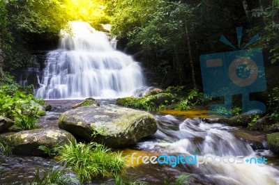 Waterfall In Deep Forest Rainy Season,mun Daeng Waterfall At Phu… Stock Photo