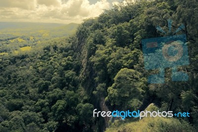 Waterfall In Mapleton Falls National Park, Glass House Mountains… Stock Photo