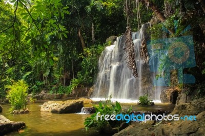 Waterfall In Nature Stock Photo