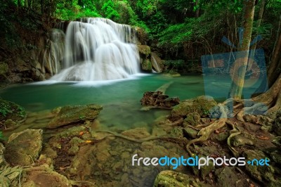 Waterfall In Tropical Forest Stock Photo