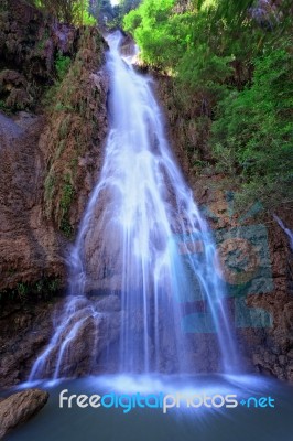 Waterfall In Tropical Forest Stock Photo