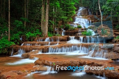 Waterfall In Tropical Forest Stock Photo