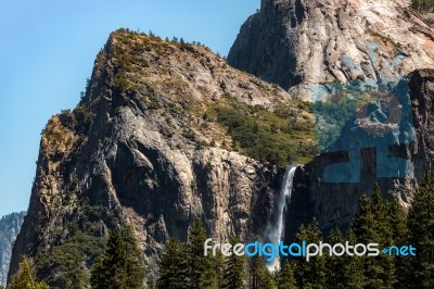 Waterfall In Yosemite On A Summer's Day Stock Photo