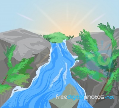 Waterfall Scene Stock Image