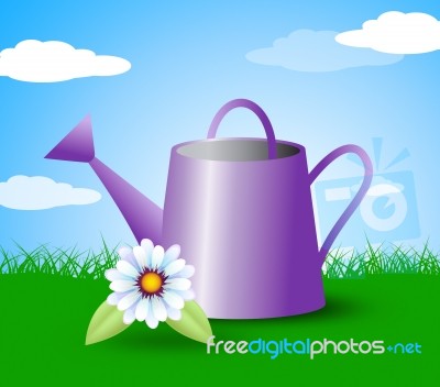 Watering Can Represents Gardens Outdoors And Plants Stock Image