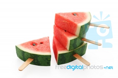 Watermelon Popsicle Yummy Fresh Summer Fruit Sweet Stock Photo