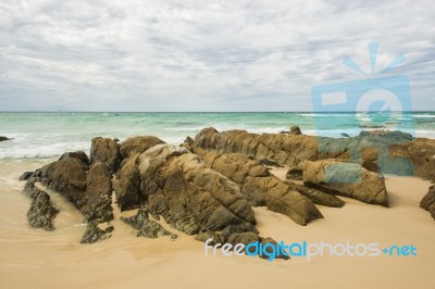 Waves And Beach At Snapper Rock, New South Wales Stock Photo