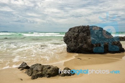 Waves And Beach At Snapper Rock, New South Wales Stock Photo