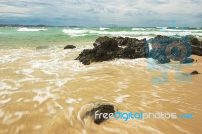 Waves And Beach At Snapper Rock, New South Wales Stock Photo