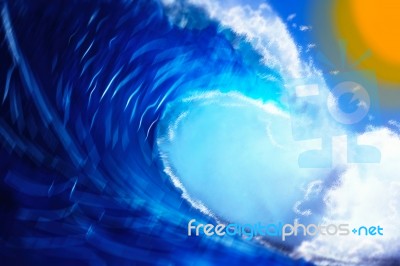 Waves & Sun Painting Abstraction Background Stock Photo