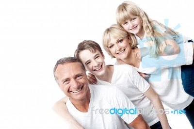 We Are A Happy Family ! Stock Photo