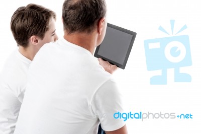 We Got A New Tablet Pc ! Stock Photo