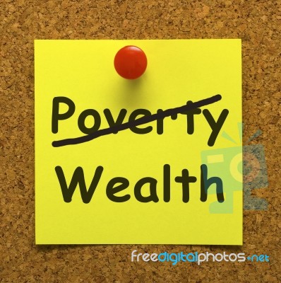 Wealth Note With Pushpin Stock Photo