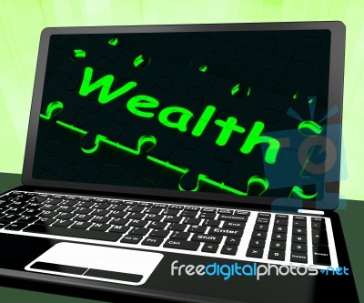 Wealth On Laptop Shows Abundance Stock Image