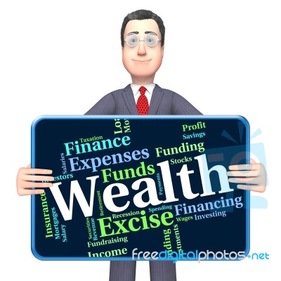 Wealth Word Shows Text Words And Worth Stock Image