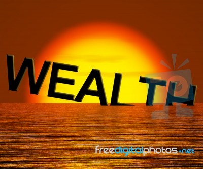 Wealth Word Sinking In Sea Stock Image