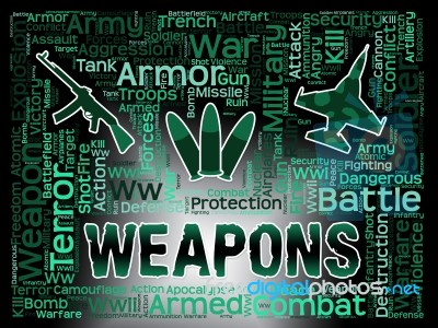 Weapons Words Means Armed Firepower And Armoury Stock Image