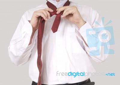 Wearing Necktie Stock Photo