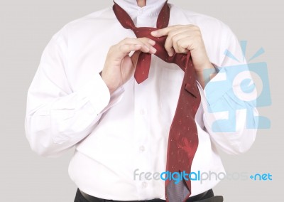 Wearing Necktie Stock Photo