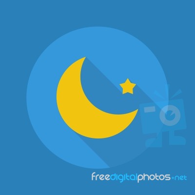 Weather Flat Icon. Moon Stock Image