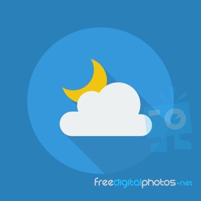 Weather Flat Icon. Partly Cloudy Night Stock Image