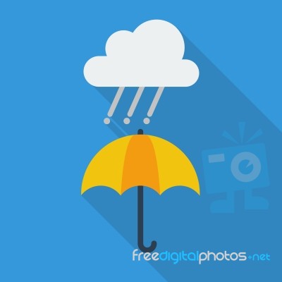 Weather Flat Icon. Rainy And Umbrella Stock Image