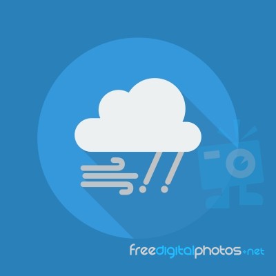 Weather Flat Icon. Rainy And Windy Stock Image