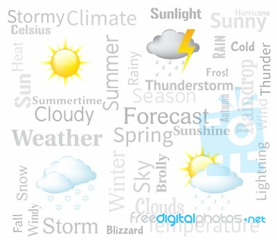 Weather Forecast Indicates Meteorological Conditions And Forecas… Stock Image