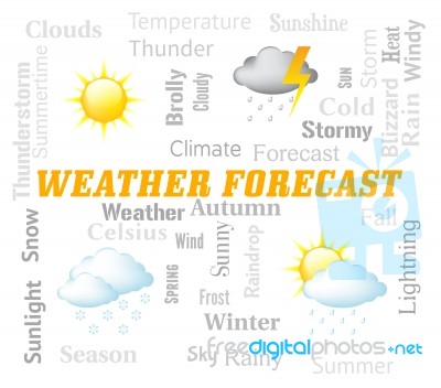 Weather Forecast Indicates Meteorological Conditions And Forecaster Stock Image