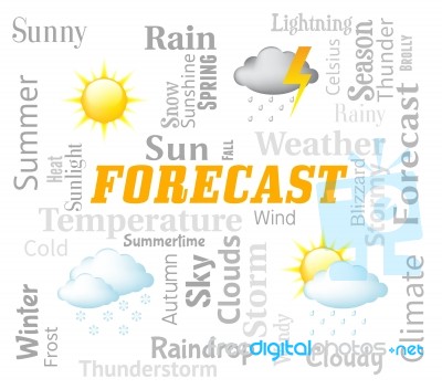 Weather Forecast Represents Meteorological Conditions And Climat… Stock Image