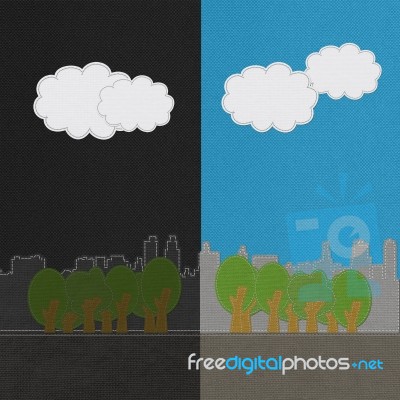 Weather Seasonal Concept In Stitch Style On Fabric Background Stock Image