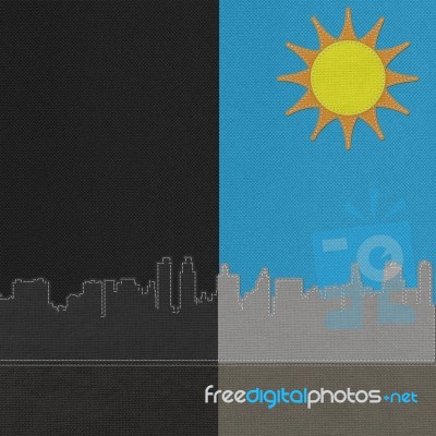 Weather Seasonal Concept In Stitch Style On Fabric Background Stock Image